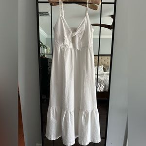 Jcrew white midi dress with front tie